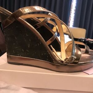 Jimmy Choo metallic Napa bronze wedges size 40